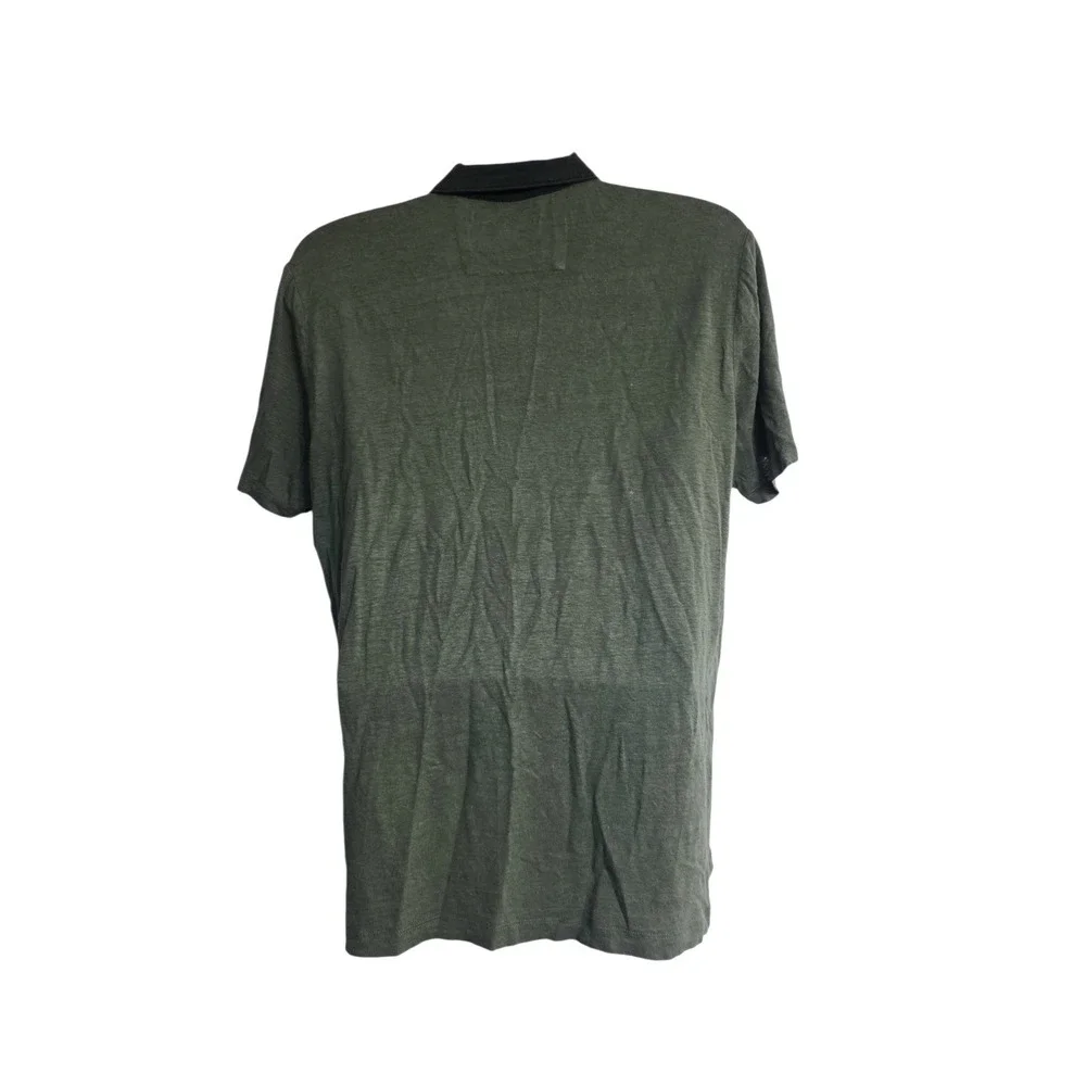 Banana Republic‎ Mens L Olive Green Performance Linen Short Sleeve Polo Shirt